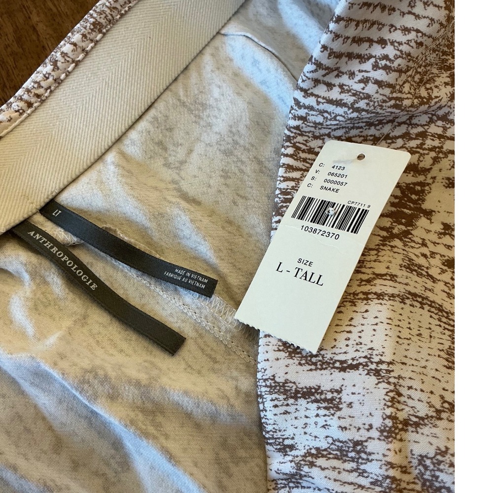 Anthropologie Snake Print Wide Leg Pant L Tall NWT Brown Cream Viscose OB2240383 - Picture 4 of 10